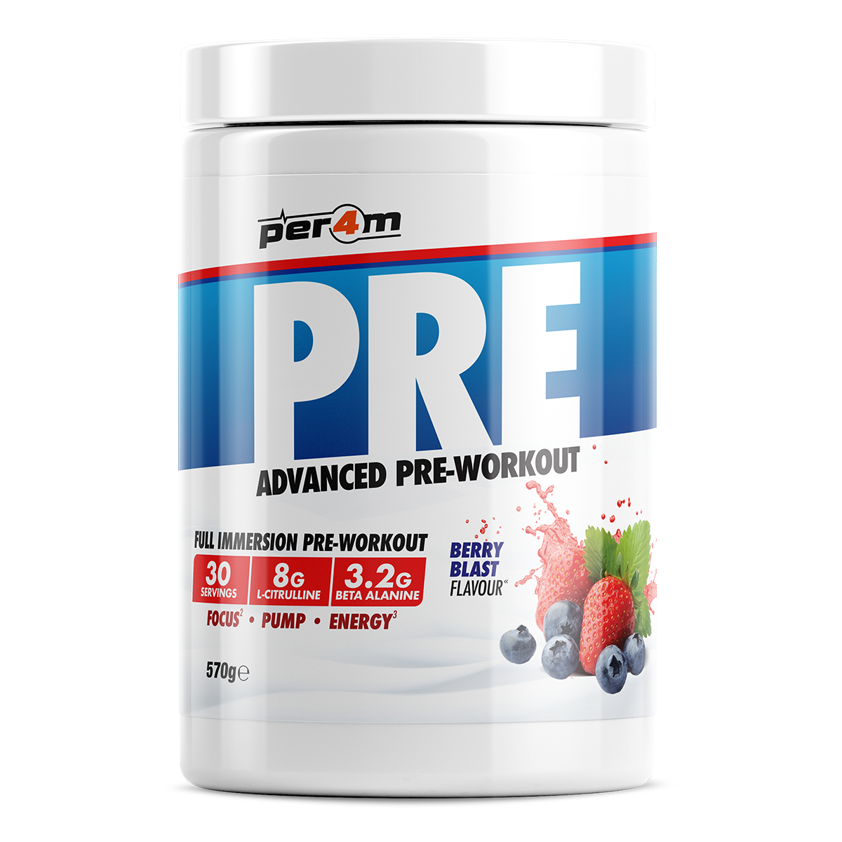 Tub of Berry Blast Per4m Pre Workout