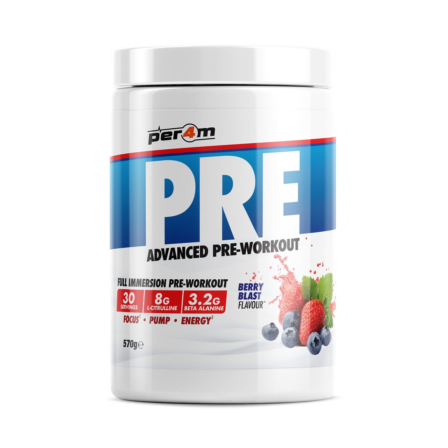 Tub of Berry Blast Per4m Pre Workout
