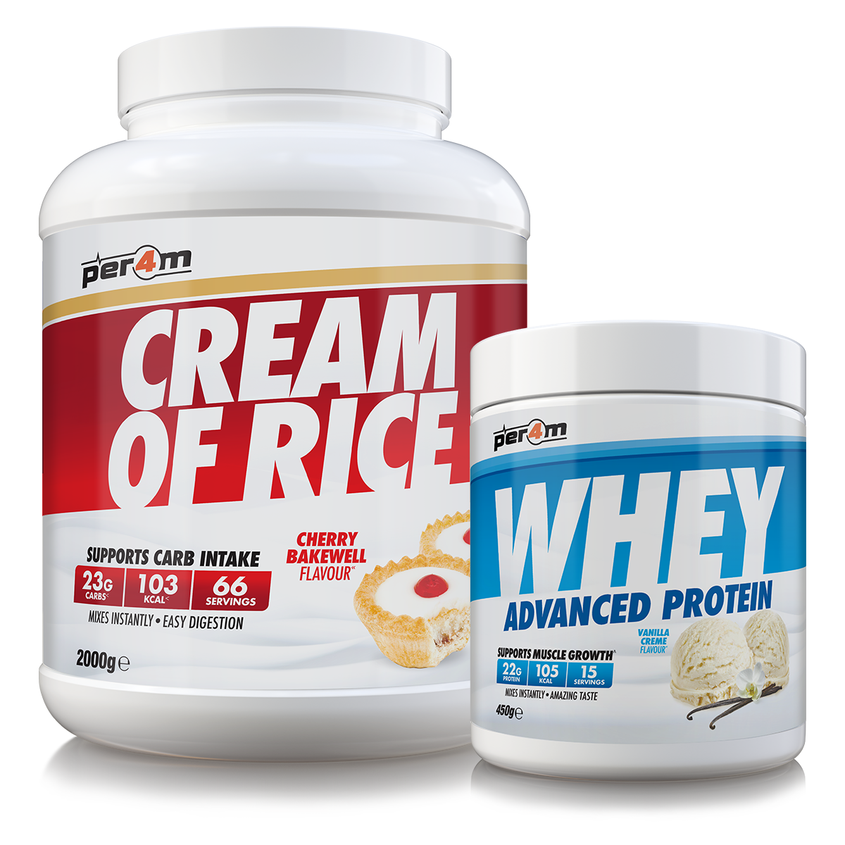 PER4M Cream Of Rice Cherry Bakewell (Free Whey 450g*)