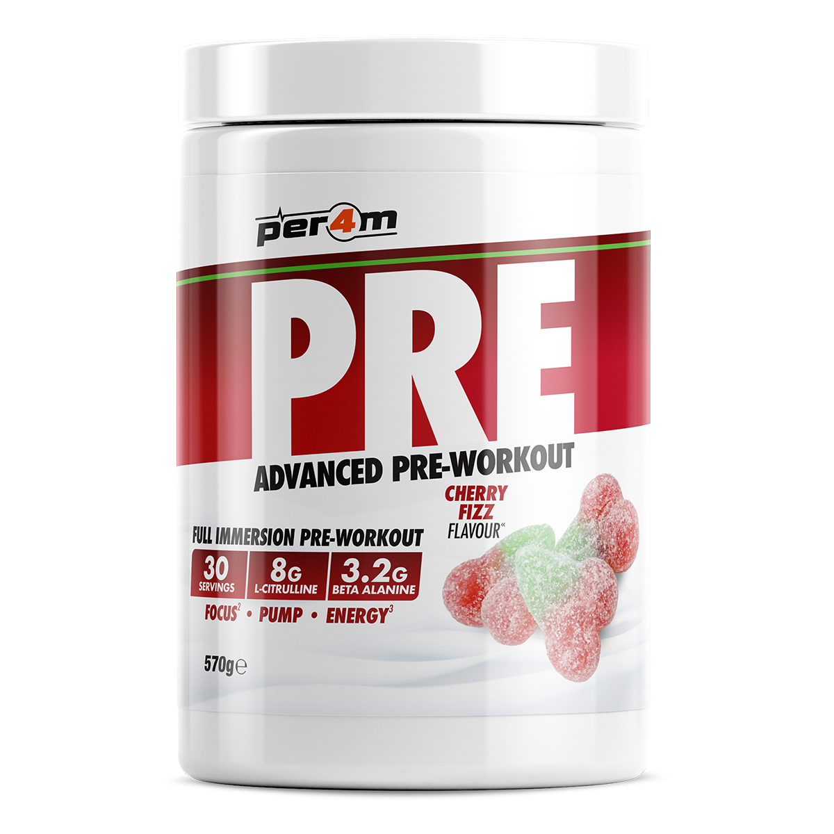 Tub of Cherry Fizz Per4m Pre Workout