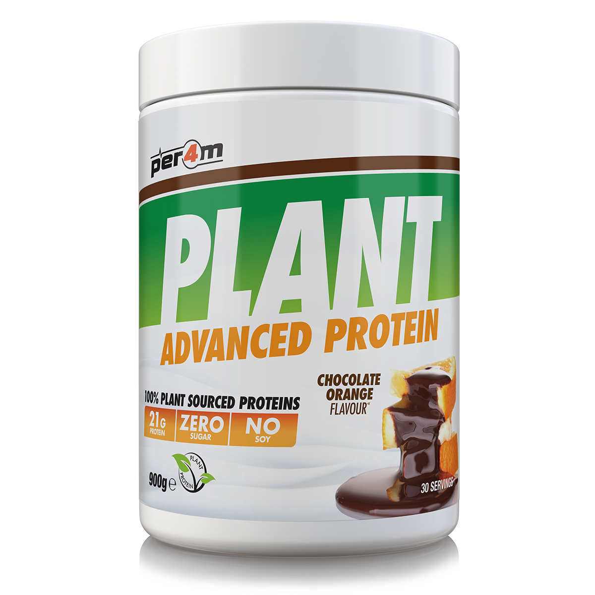 900g tub of Chocolate Orange Per4m Plant Advanced Protein