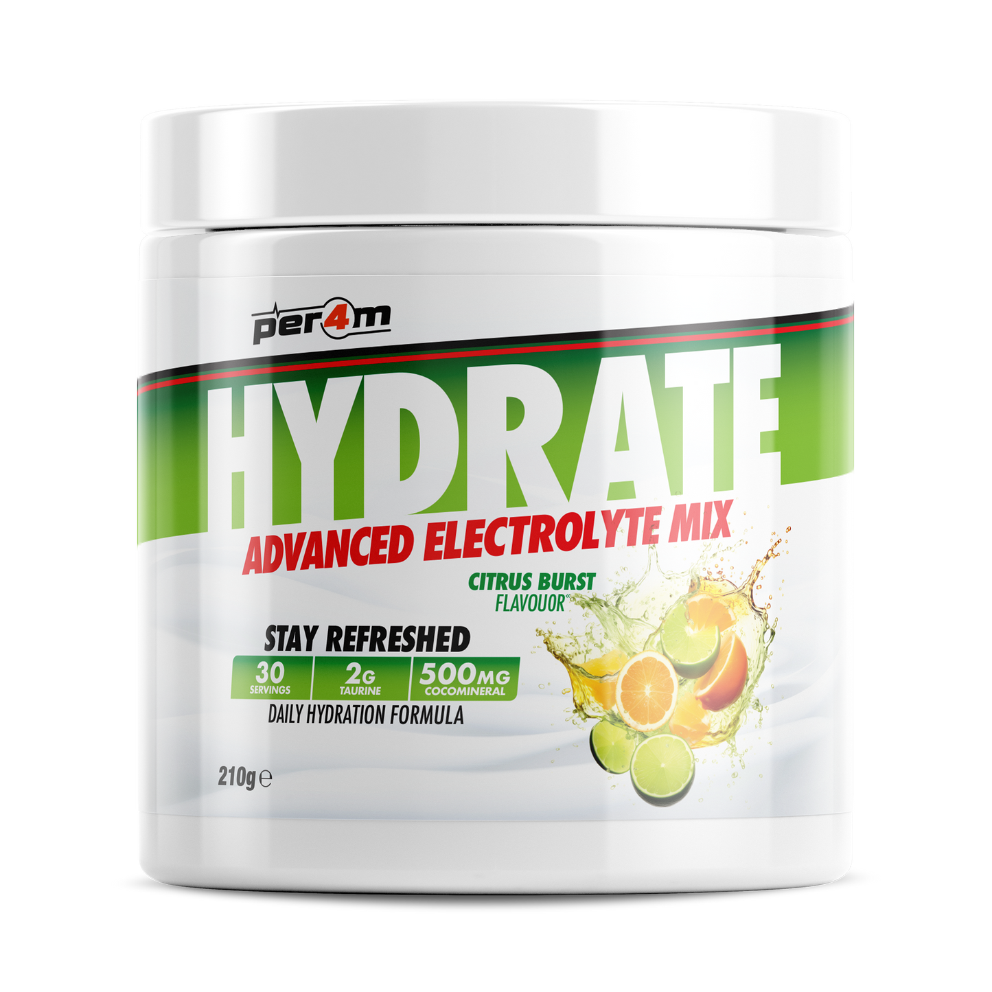Tub of Citrus Burst Per4m Hydrate Advanced Electrolyte Mix