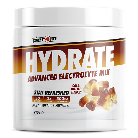 Tub of Cola Bottle Per4m Hydrate Advanced Electrolyte Mix
