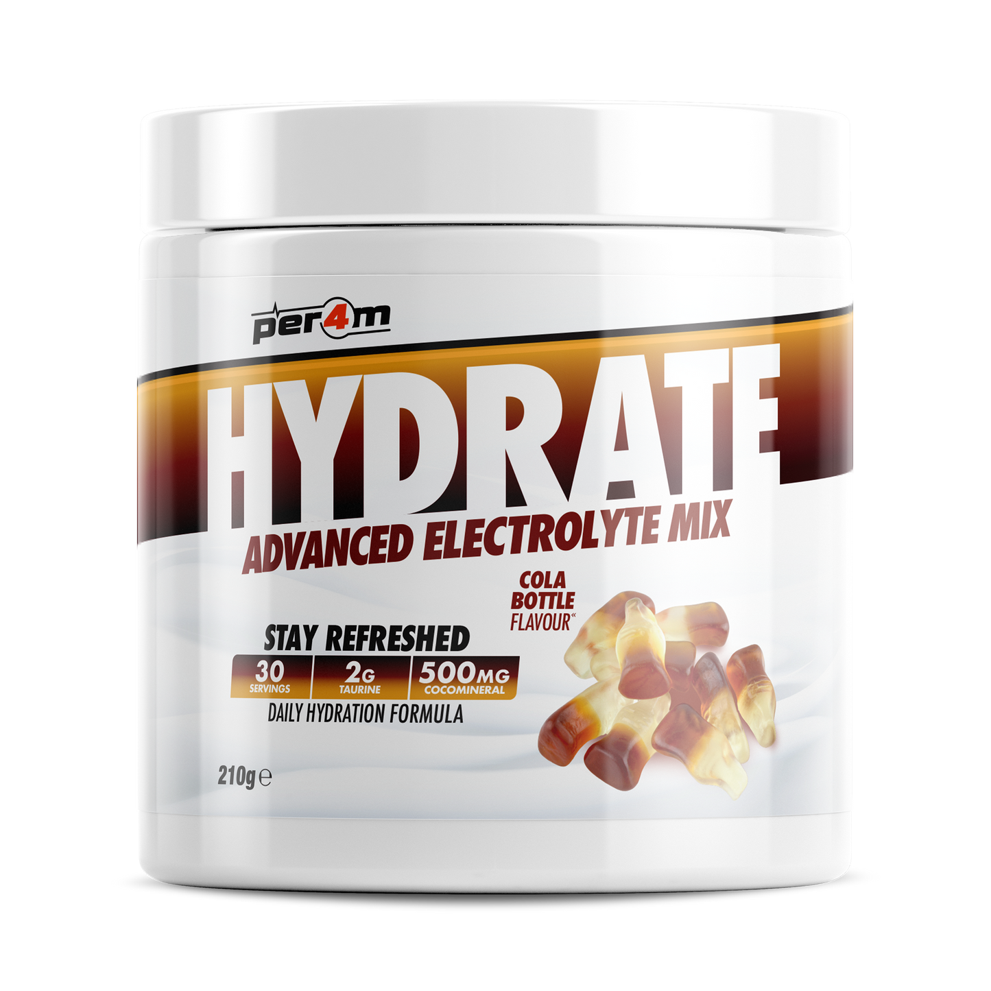 Tub of Cola Bottle Per4m Hydrate Advanced Electrolyte Mix