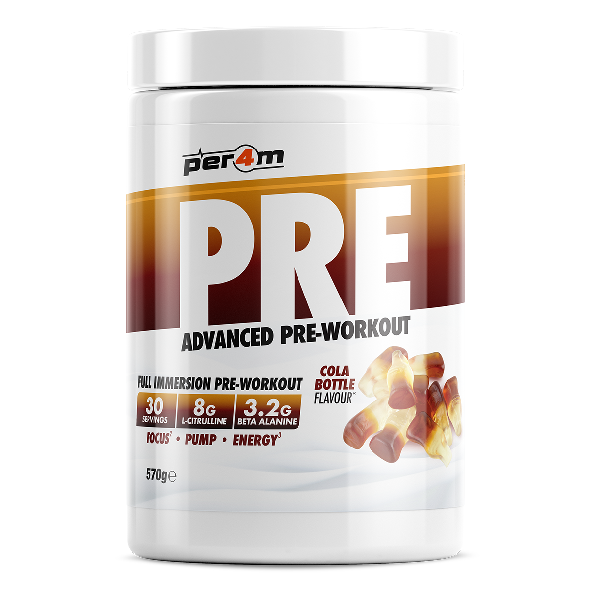 Tub of Cola Bottle Per4m Pre Workout