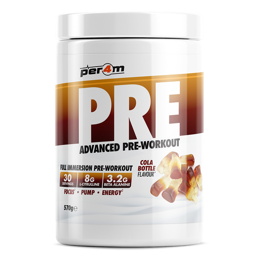 Tub of Cola Bottle Per4m Pre Workout