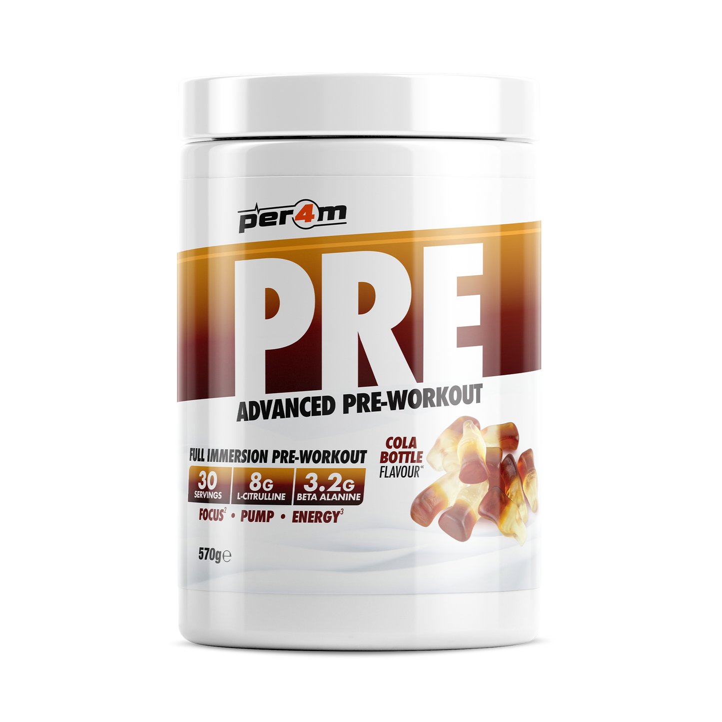Tub of Cola Bottle Per4m Pre Workout