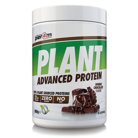 900g tub of Double Chocolate Per4m Plant Advanced Protein