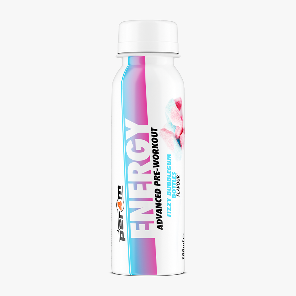 Energy Pre-Workout Shots Fizzy Bubblegum Bottles