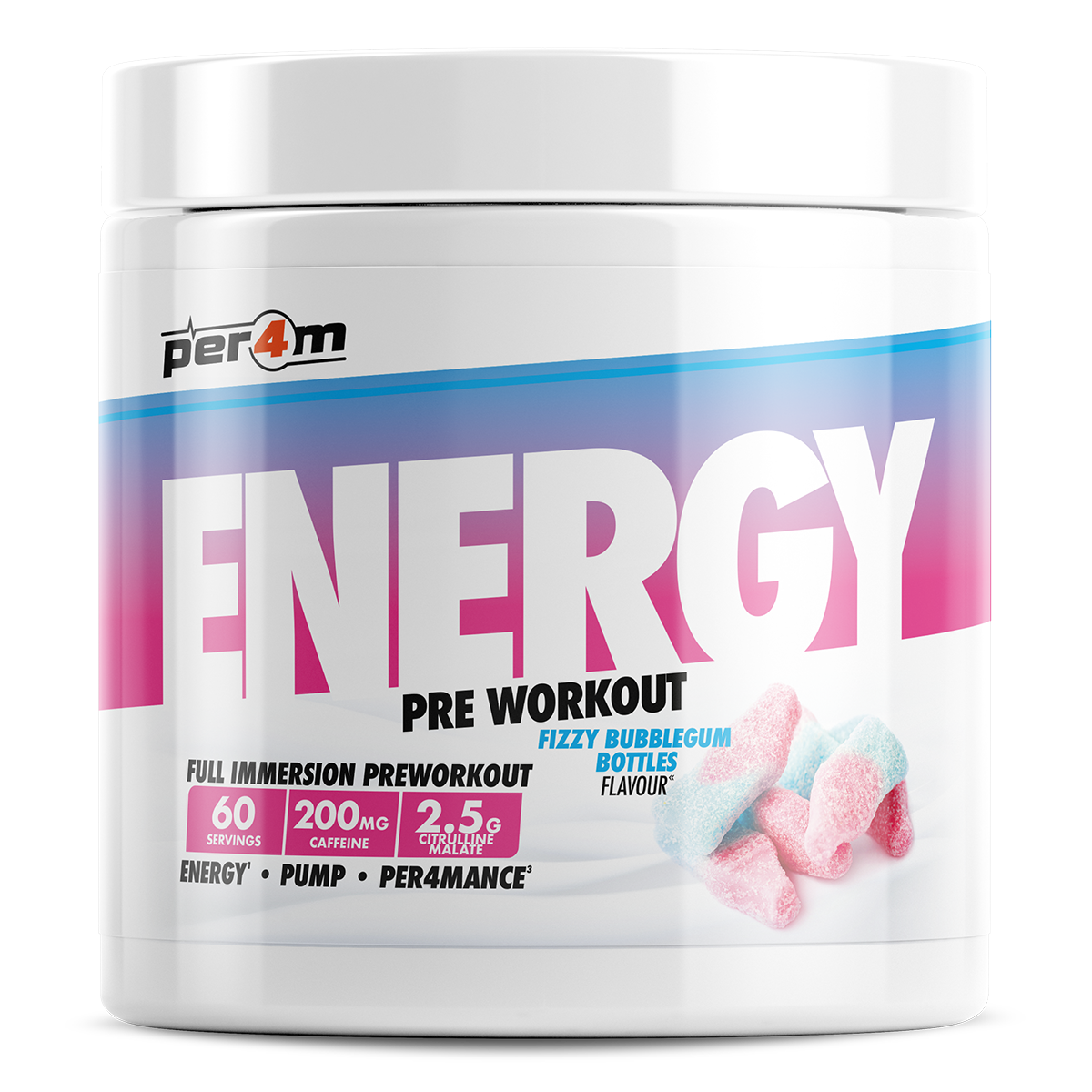 Energy Pre-Workout Fizzy Bubblegum Bottles