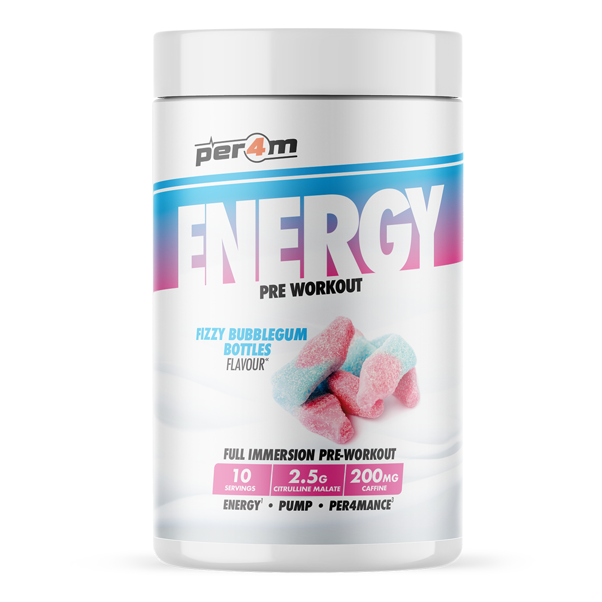 Energy Pre-Workout Fizzy Bubblegum Bottles