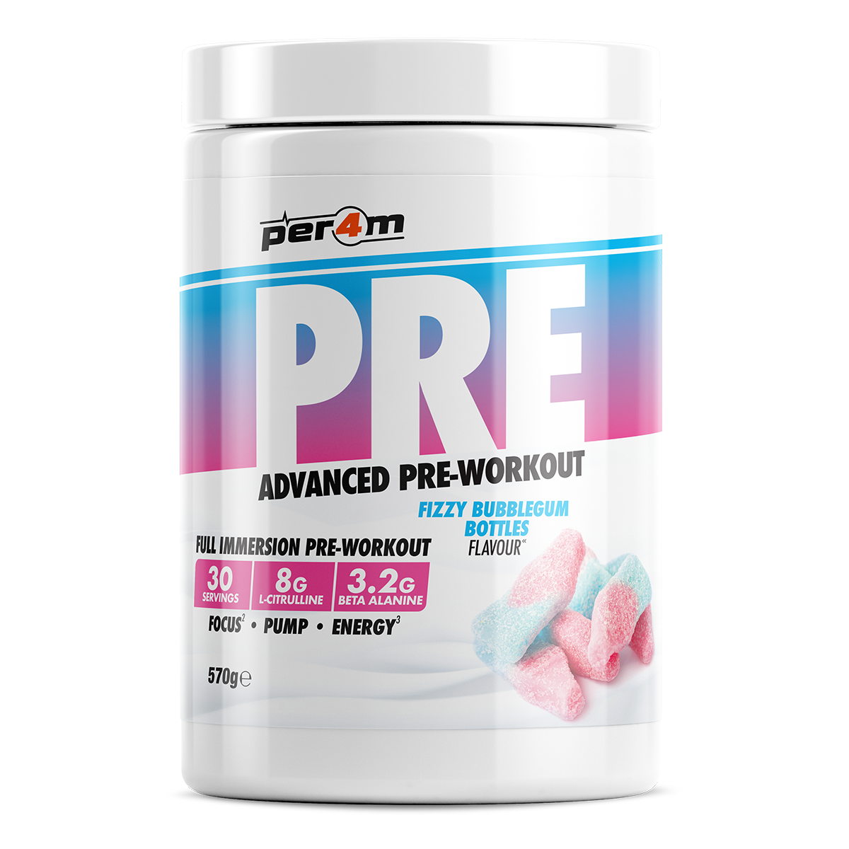 Pre-Workout Stim Fizzy Bubblegum Bottles