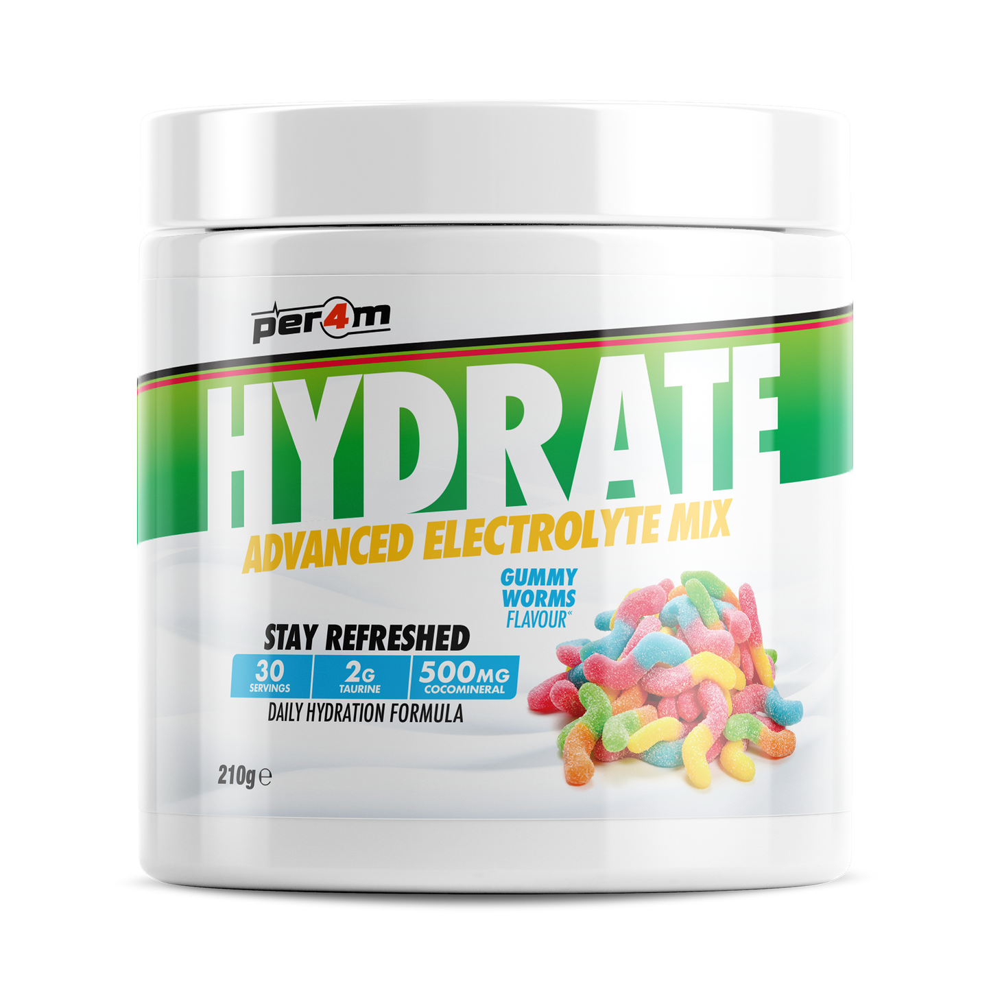 Tub of Gummy Worms Per4m Hydrate Advanced Electrolyte Mix