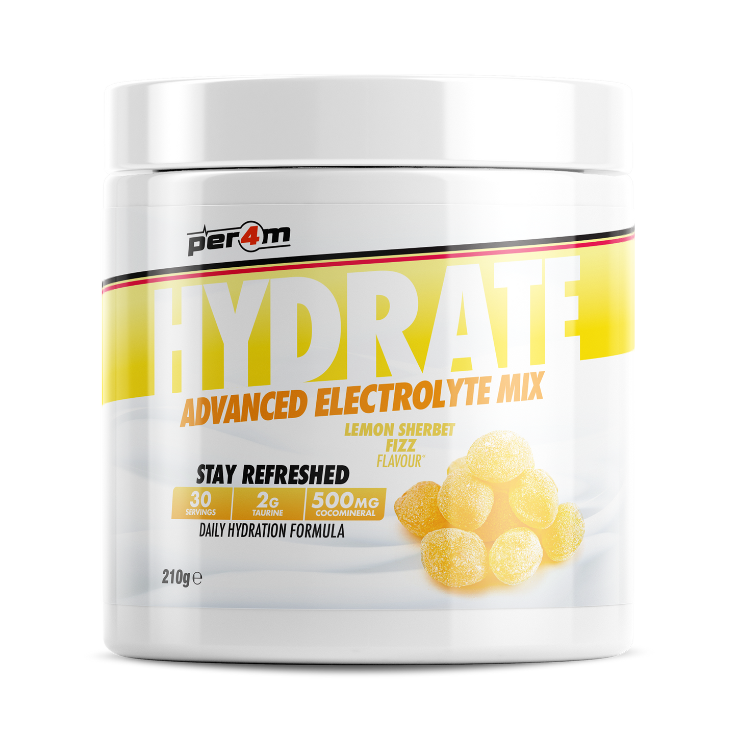 Tub of Lemon Sherbet Per4m Hydrate Advanced Electrolyte Mix
