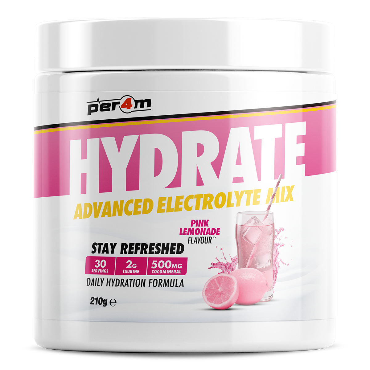 Tub of Pink Lemonade Per4m Hydrate Advanced Electrolyte Mix