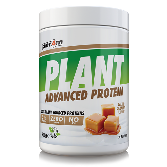 900g tub of Salted Caramel Per4m Plant Advanced Protein