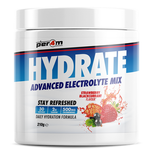 Tub of Strawberry Blackcurrant Per4m Hydrate Advanced Electrolyte Mix