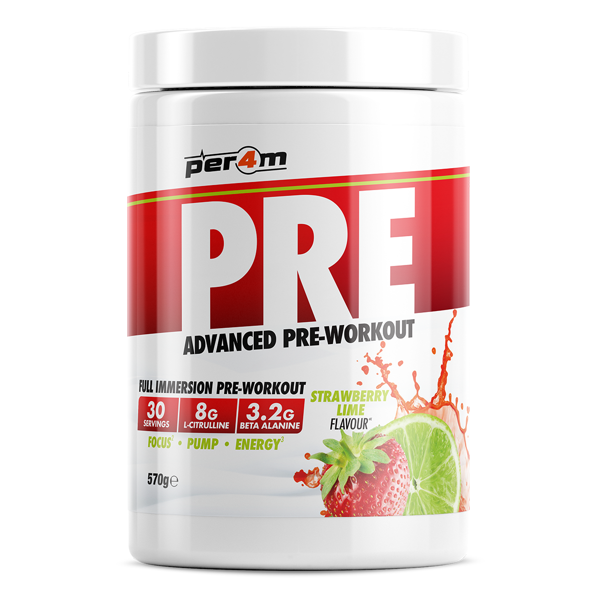 Tub of Strawberry Lime Per4m Pre Workout
