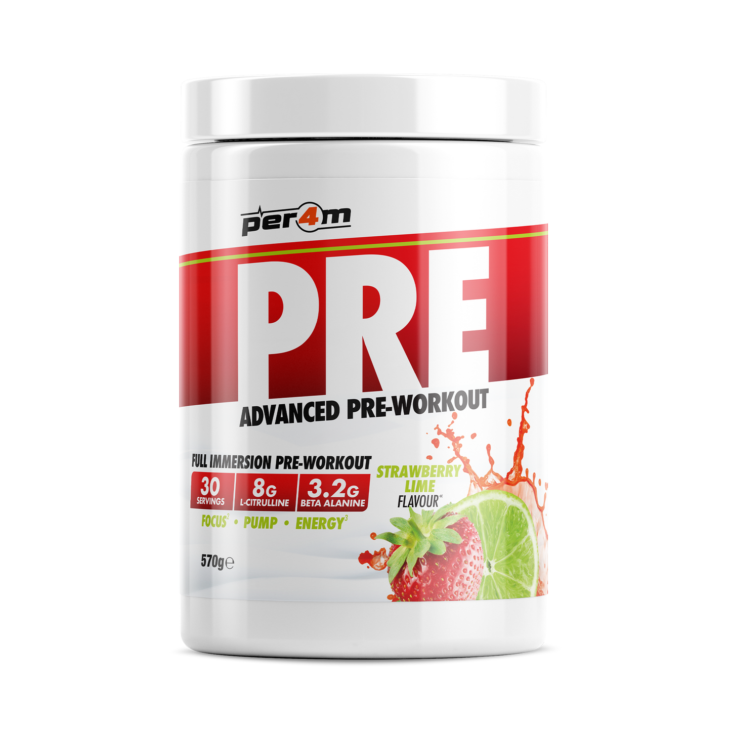 Tub of Strawberry Lime Per4m Pre Workout