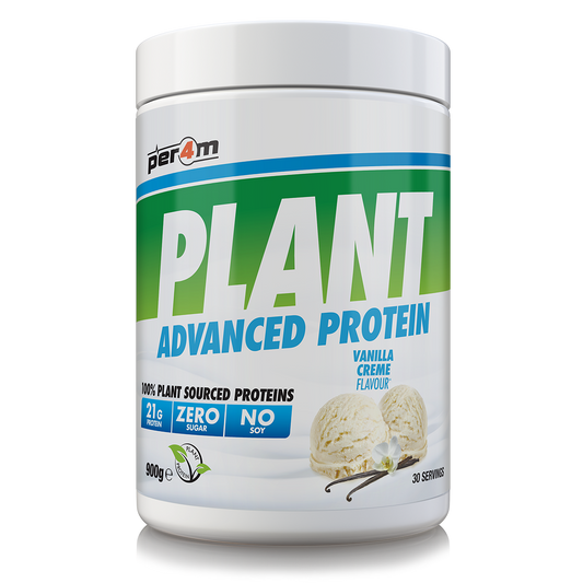 900g tub of Vanilla Creme Per4m Plant Advanced Protein