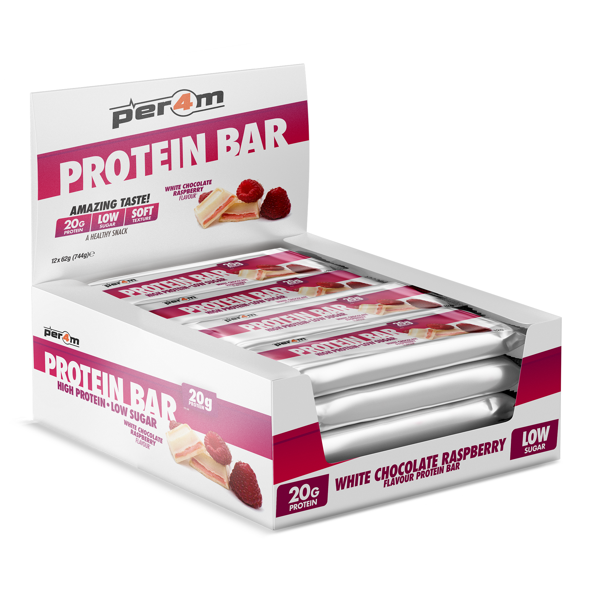 White Chocolate Raspberry Protein Bar | 20g Protein | Per4m – Per4m ...