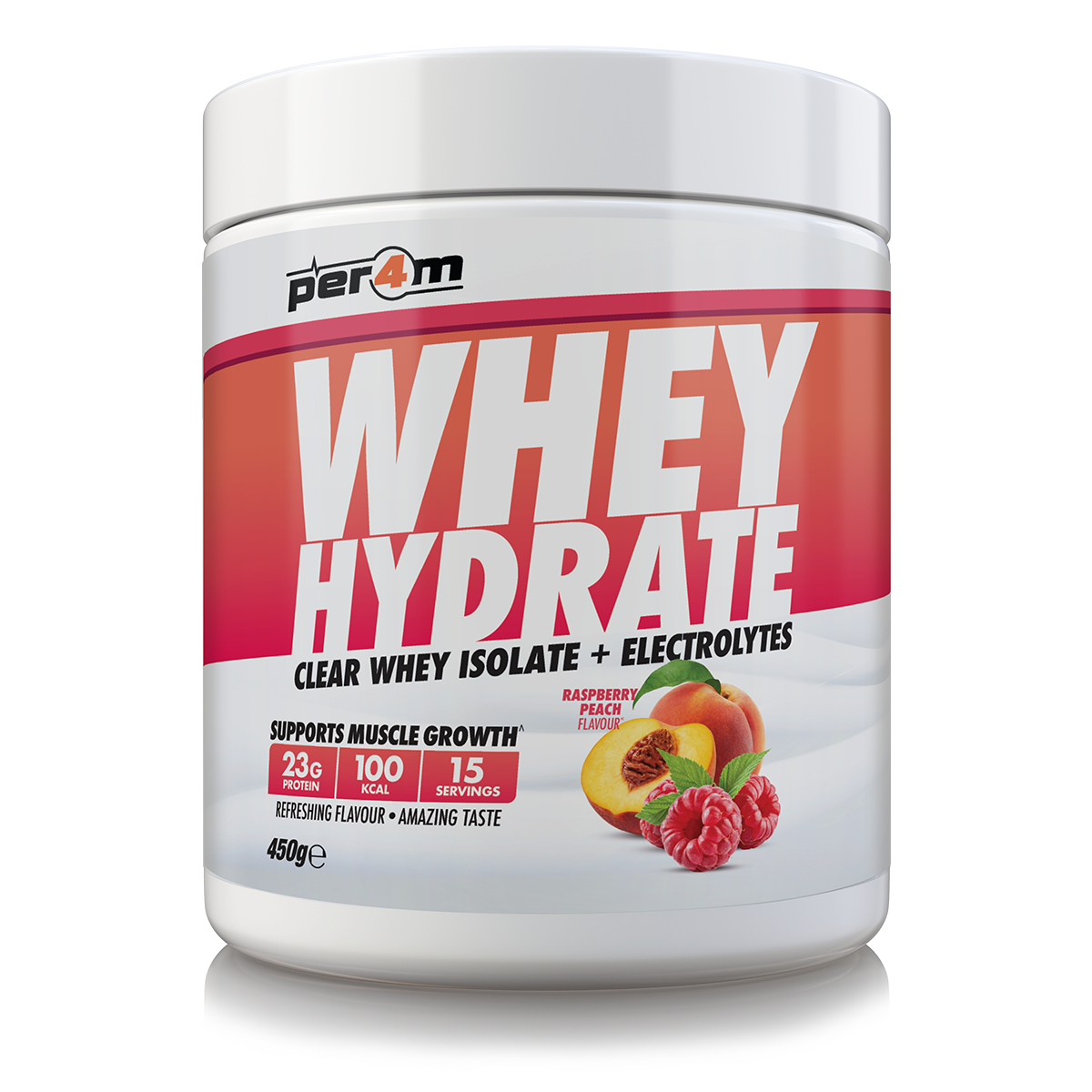 Whey Raspberry Clear Whey + Electrolytes | Raspberry Peach | Per4m – Per4m Nutrition