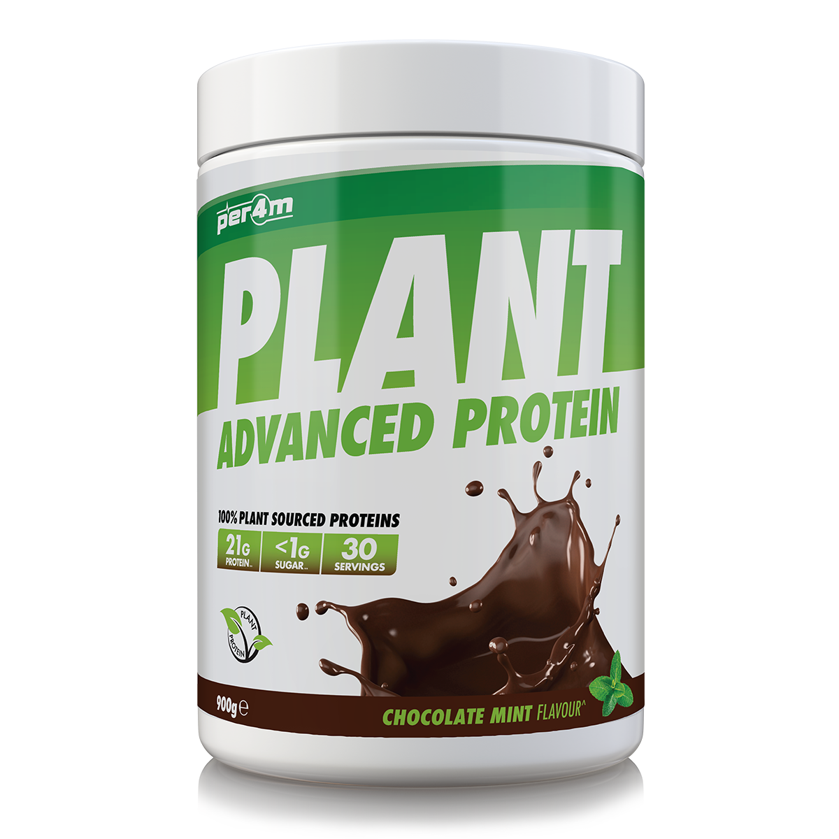 900g tub of Chocolate Mint Per4m Plant Advanced Protein