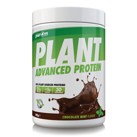 900g tub of Chocolate Mint Per4m Plant Advanced Protein