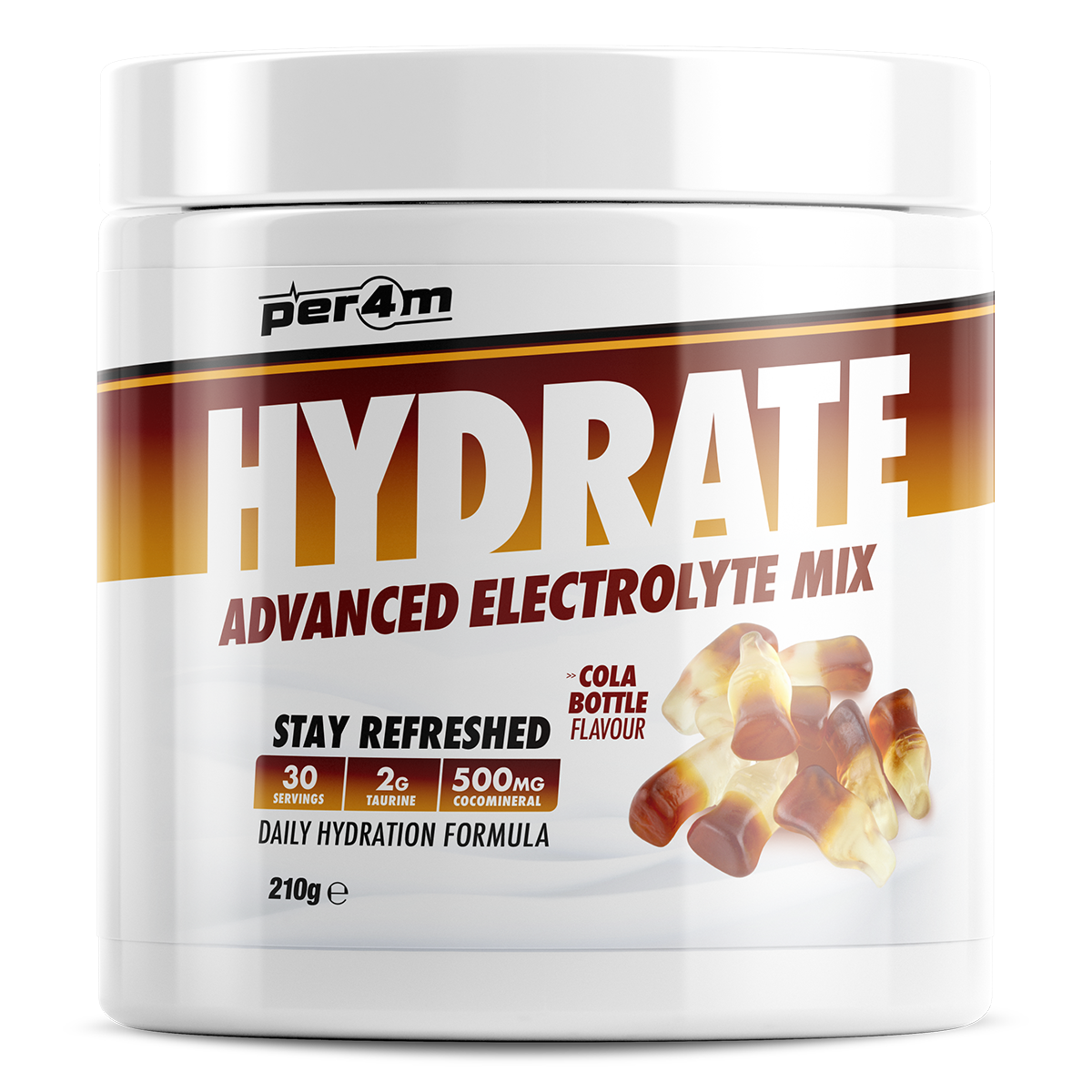 Tub of Cola Bottle Per4m Hydrate Advanced Electrolyte Mix