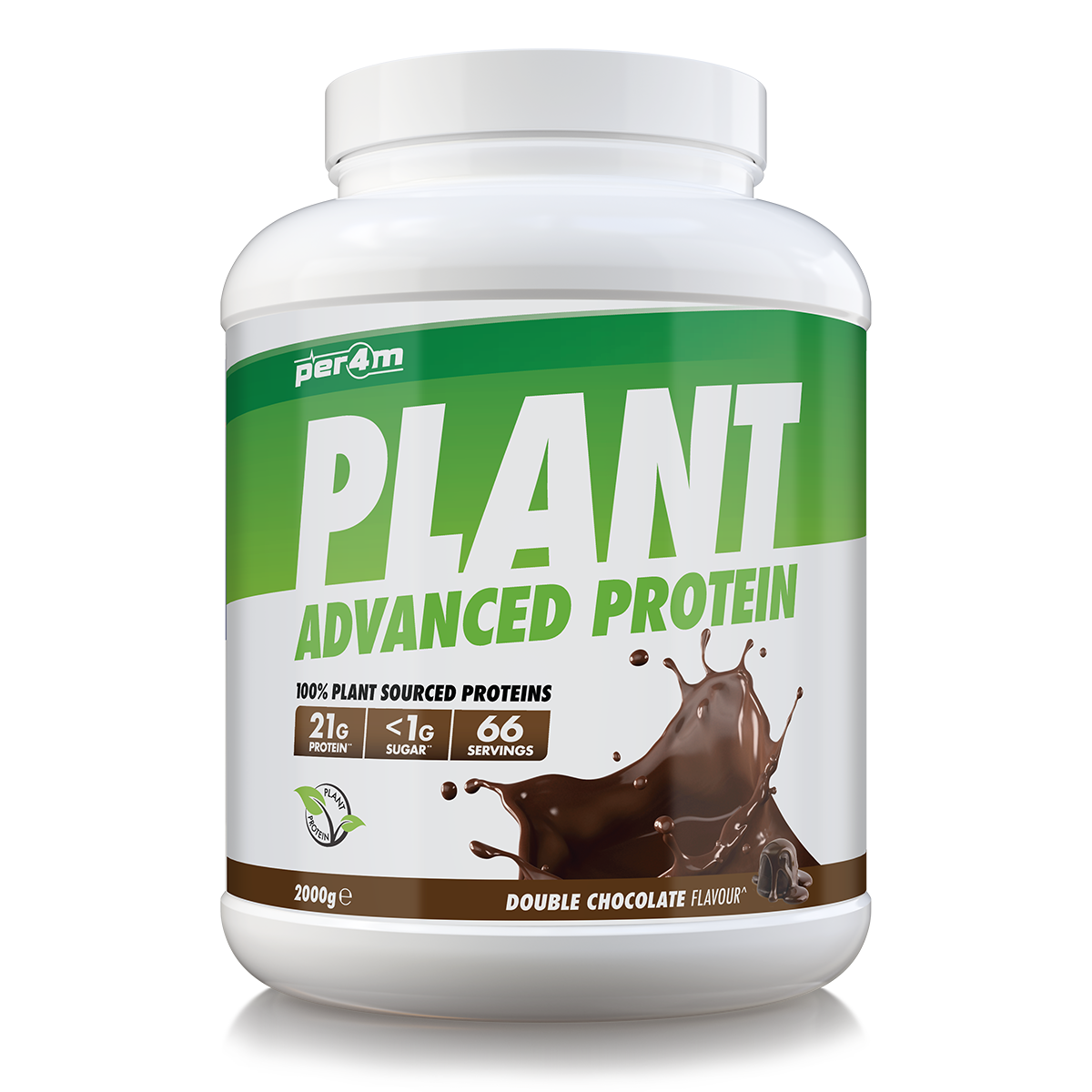 2kg tub of Double Chocolate Per4m Plant Advanced Protein