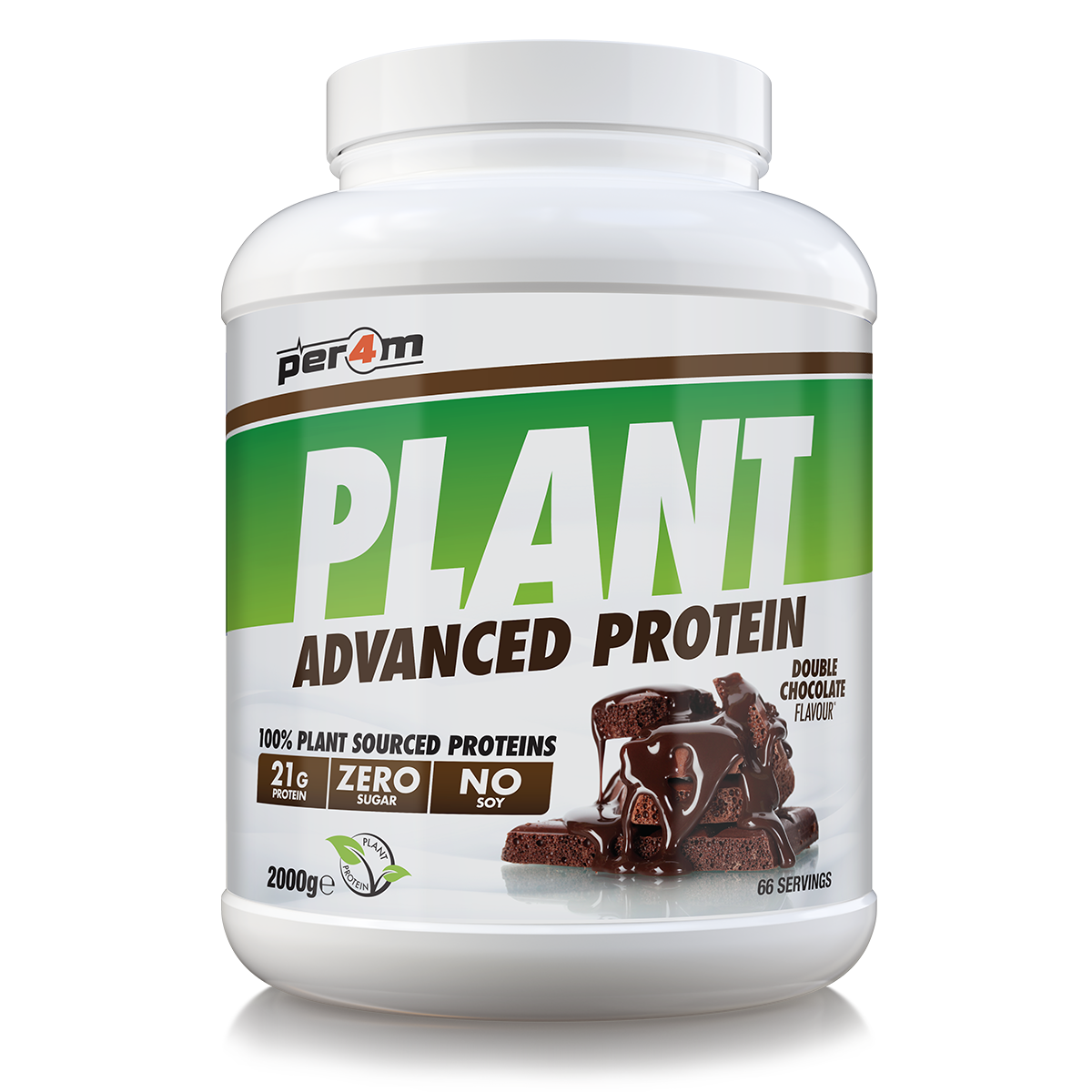 2kg tub of Double Chocolate Per4m Plant Advanced Protein
