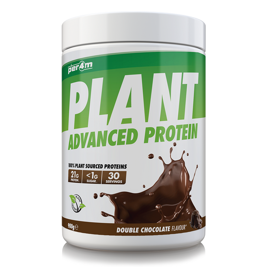 900g tub of Double Chocolate Per4m Plant Advanced Protein