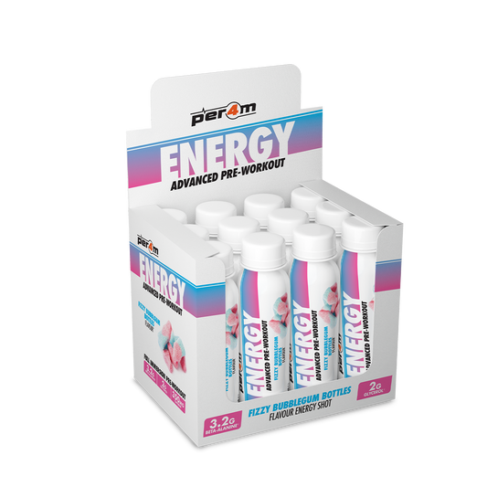 Energy Pre-Workout Shots Fizzy Bubblegum Bottles