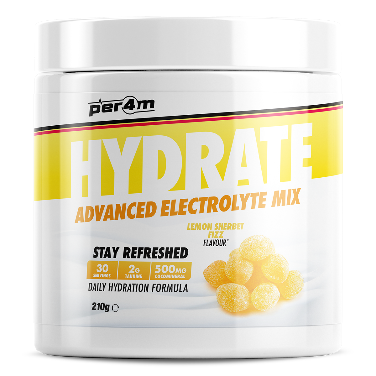 Tub of Lemon Sherbet Per4m Hydrate Advanced Electrolyte Mix