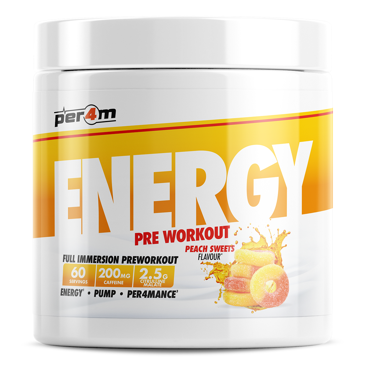 Per4m Energy Pre Workout Peach Sweets