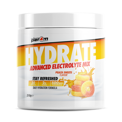 Tub of Peach Sweets Per4m Hydrate Advanced Electrolyte Mix