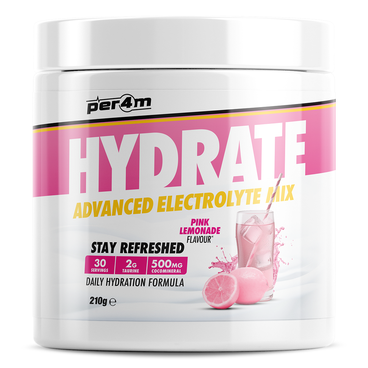 Tub of Pink Lemonade Per4m Hydrate Advanced Electrolyte Mix