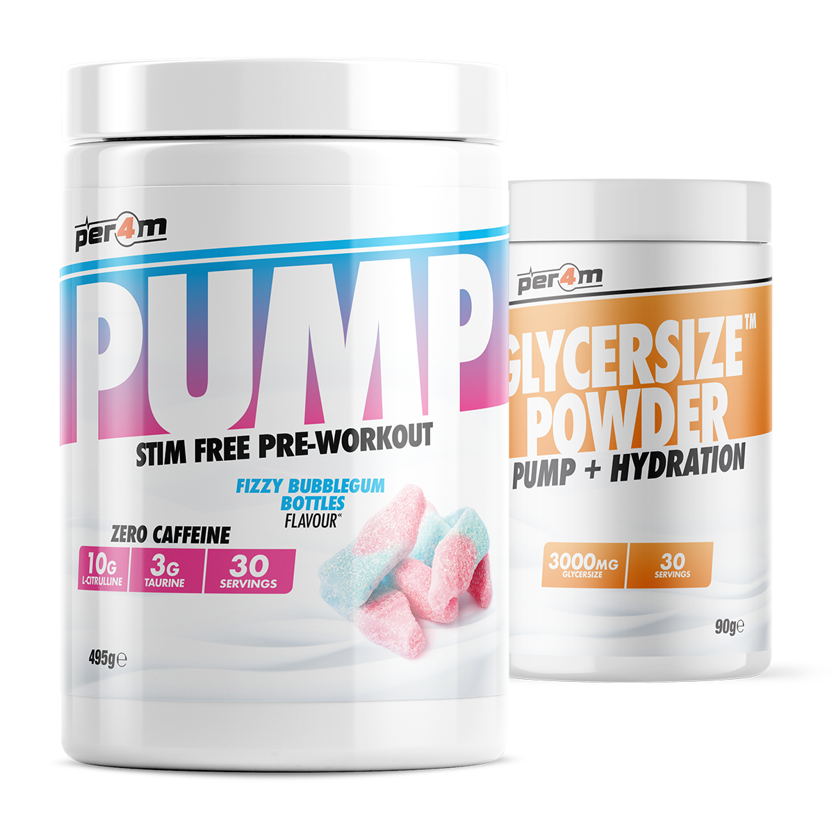 Pump Stim Free Pre Workout with Glycersize™ Fizzy Bubblegum Bottles