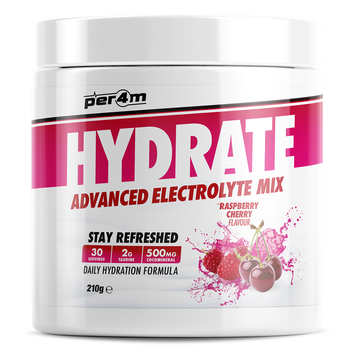 Tub of Raspberry Cherry Per4m Hydrate Advanced Electrolyte Mix