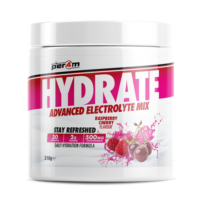 Tub of Raspberry Cherry Per4m Hydrate Advanced Electrolyte Mix