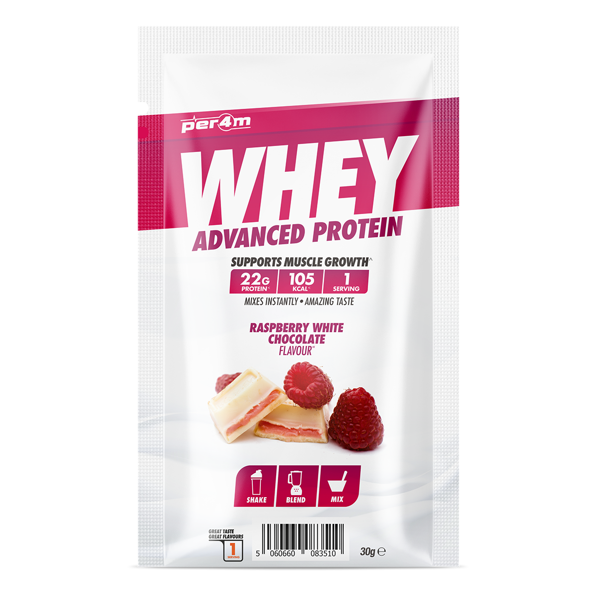 Whey Raspberry PER4M Whey Protein Sample Sachets – PER4M Nutrition