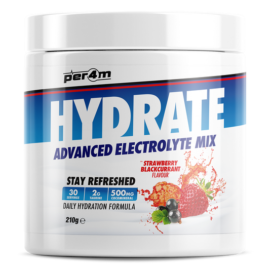 Tub of Strawberry Blackcurrant Per4m Hydrate Advanced Electrolyte Mix